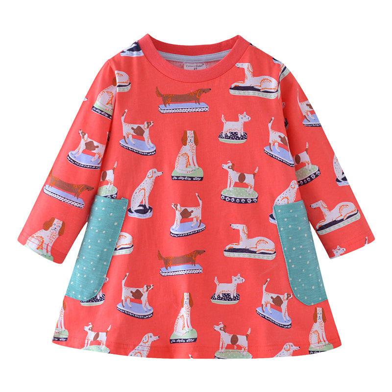 Baby Kid Girls Polka dots Cartoon Print Dresses Wholesale 221125102