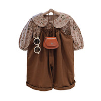 Load image into Gallery viewer, 2 Pieces Set Baby Kid Girls Flower Print Tops And Solid Color Jumpsuits Wholesale 221125367
