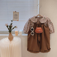 Load image into Gallery viewer, 2 Pieces Set Baby Kid Girls Flower Print Tops And Solid Color Jumpsuits Wholesale 221125367
