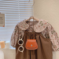 Load image into Gallery viewer, 2 Pieces Set Baby Kid Girls Flower Print Tops And Solid Color Jumpsuits Wholesale 221125367
