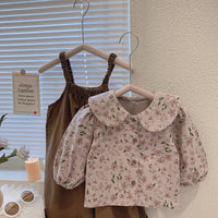 Load image into Gallery viewer, 2 Pieces Set Baby Kid Girls Flower Print Tops And Solid Color Jumpsuits Wholesale 221125367
