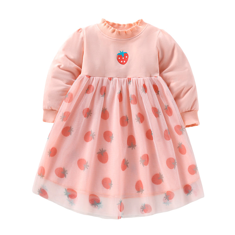 Baby Kid Girls Fruit Print Dresses Wholesale 221125386