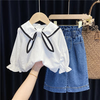 Load image into Gallery viewer, 2 Pieces Set Baby Kid Girls Color-blocking Tops And Solid Color Pants Wholesale 221125421
