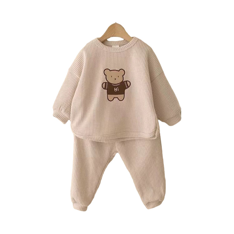 2 Pieces Set Baby Kid Unisex Animals Cartoon Print Tops And Solid Color Pants Wholesale 221125425