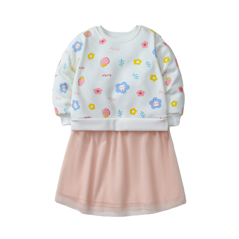 Baby Kid Girls Color-blocking Fruit Cartoon Print Dresses Wholesale 221125442