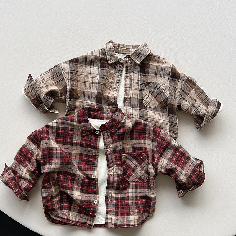 Baby Kid Unisex Checked Shirts Wholesale 221125484