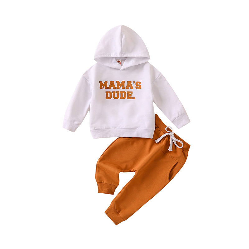 2 Pieces Set Baby Kid Boys Letters Hoodies Swearshirts And Solid Color Pants Wholesale 221125499