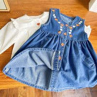 Load image into Gallery viewer, 2 Pieces Set Baby Kid Girls Love heart Shirts And Embroidered Dresses Wholesale 221125508
