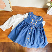 Load image into Gallery viewer, 2 Pieces Set Baby Kid Girls Love heart Shirts And Embroidered Dresses Wholesale 221125508

