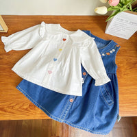 Load image into Gallery viewer, 2 Pieces Set Baby Kid Girls Love heart Shirts And Embroidered Dresses Wholesale 221125508
