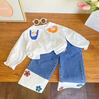 Load image into Gallery viewer, 2 Pieces Set Kid Girls Cartoon Print Blouses And Flower Pants Wholesale 221125531
