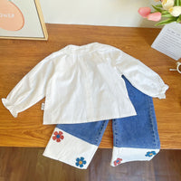Load image into Gallery viewer, 2 Pieces Set Kid Girls Cartoon Print Blouses And Flower Pants Wholesale 221125531
