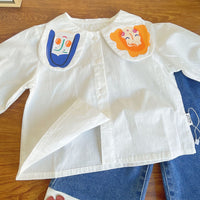 Load image into Gallery viewer, 2 Pieces Set Kid Girls Cartoon Print Blouses And Flower Pants Wholesale 221125531
