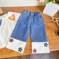 Load image into Gallery viewer, 2 Pieces Set Kid Girls Cartoon Print Blouses And Flower Pants Wholesale 221125531
