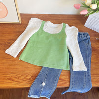 Load image into Gallery viewer, 2 Pieces Set Kid Girls Solid Color Love heart Tops And Pants Wholesale 221125532
