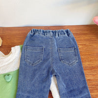 Load image into Gallery viewer, 2 Pieces Set Kid Girls Solid Color Love heart Tops And Pants Wholesale 221125532
