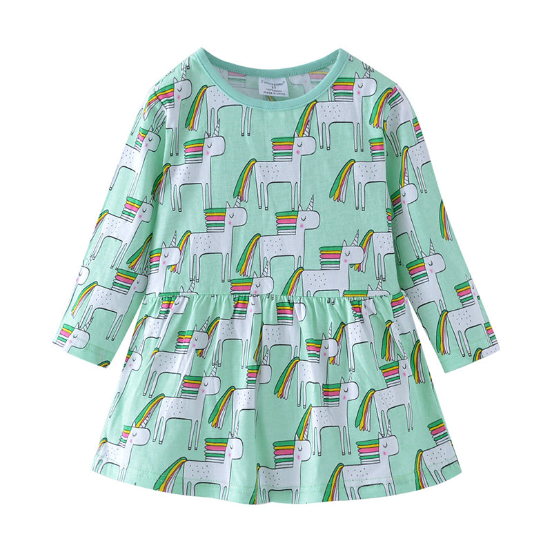 Baby Kid Girls Cartoon Print Dresses Wholesale 22112598