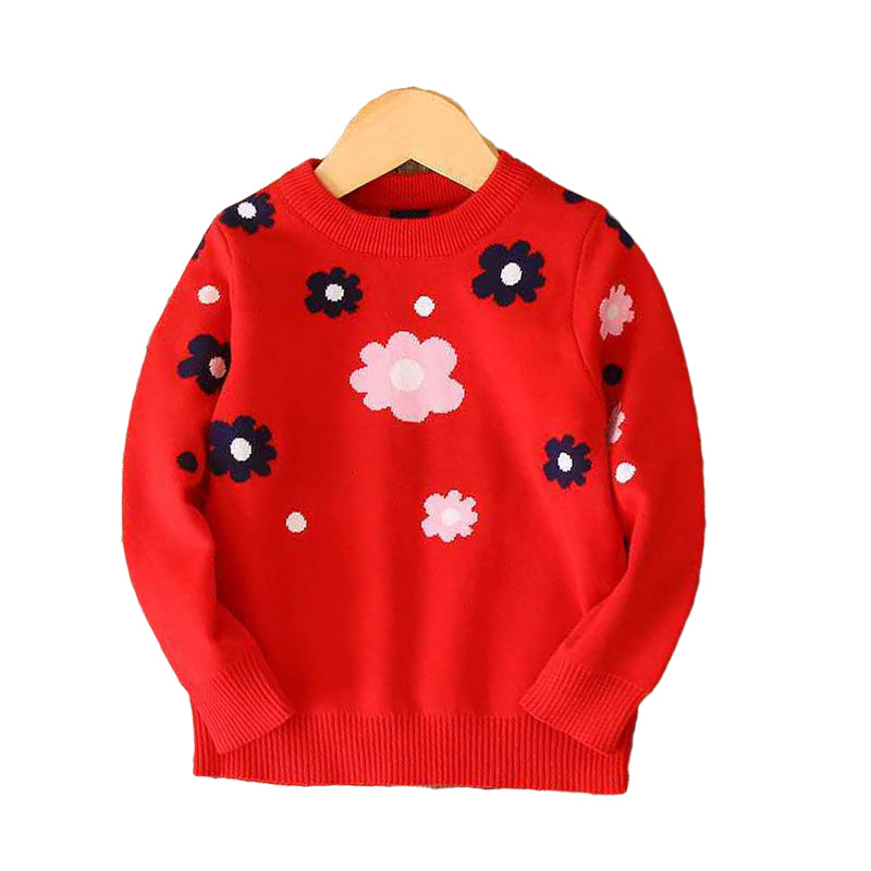 Kid Girls Flower Crochet Sweaters Wholesale 22113004