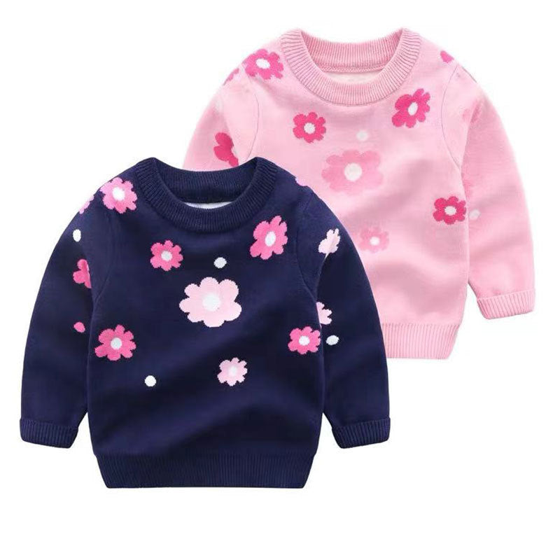 Kid Girls Flower Crochet Sweaters Wholesale 22113004