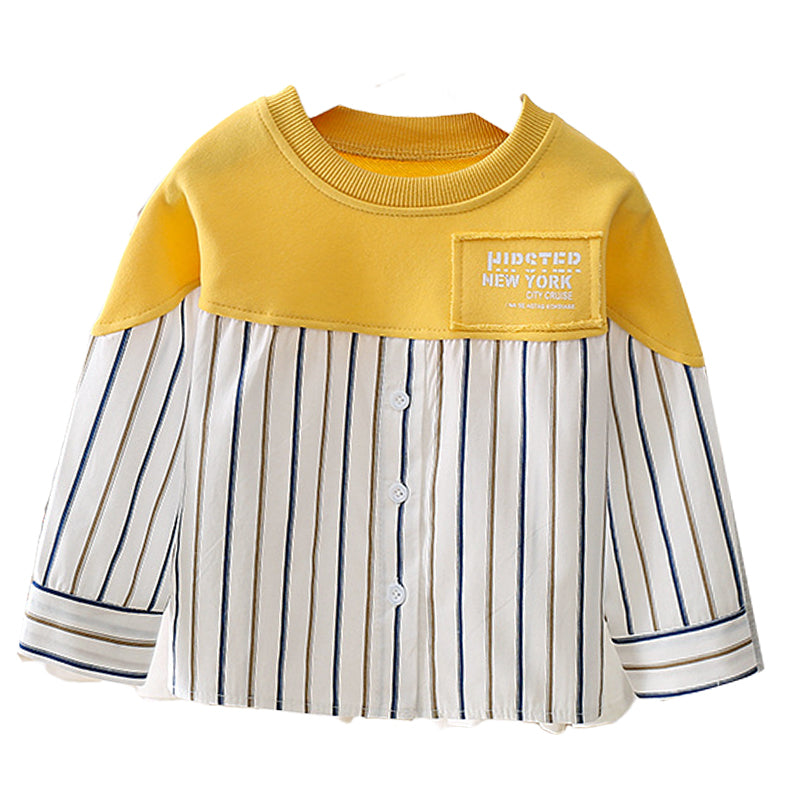 Baby Kid Boys Striped Letters Color-blocking Tops Wholesale 221130134