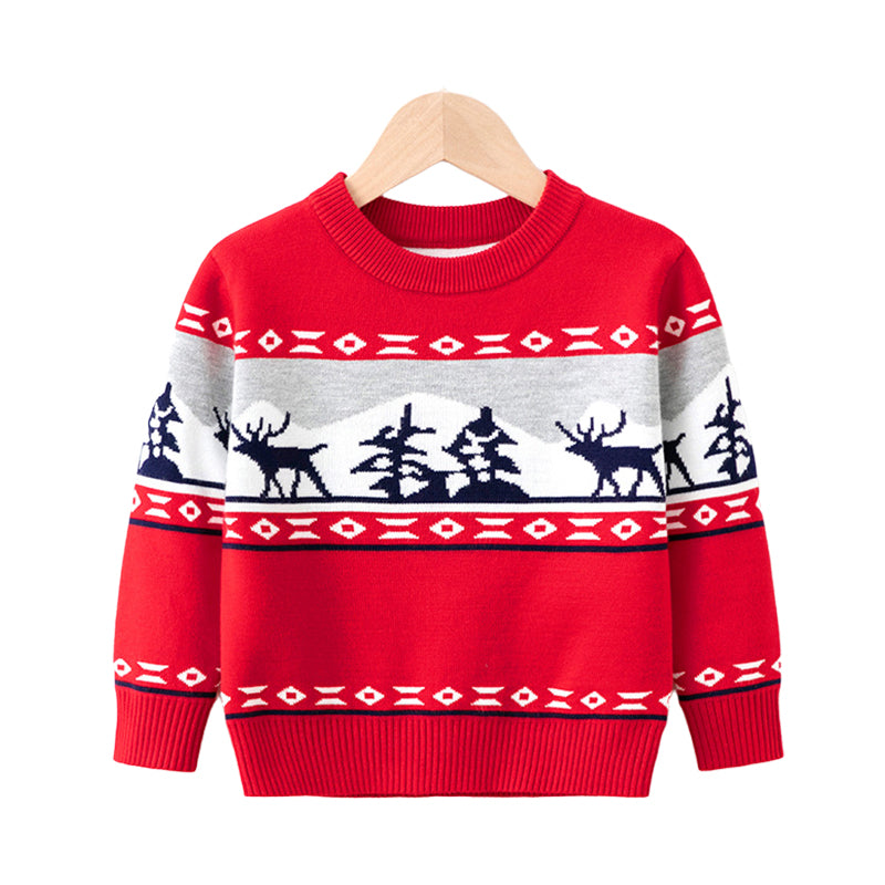 Baby Kid Boys Color-blocking Cartoon Print Christmas Sweaters Wholesale 221130135