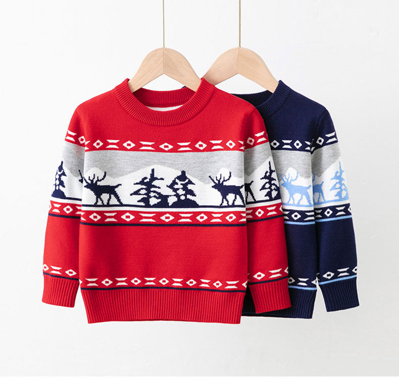 Baby Kid Boys Color-blocking Cartoon Print Christmas Sweaters Wholesale 221130135