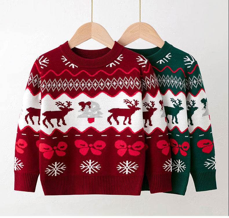 Baby Kid Boys Color-blocking Animals Cartoon Print Christmas Sweaters Wholesale 221130137