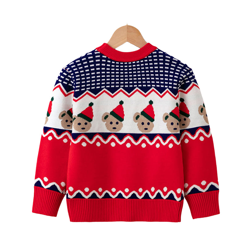 Baby Kid Boys Color-blocking Cartoon Print Christmas Sweaters Wholesale 221130140