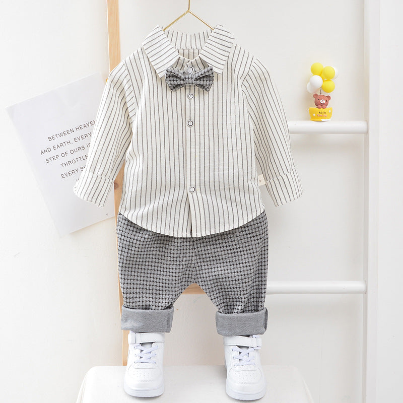 3 Pieces Set Baby Kid Boys Birthday Party Striped Bow Shirts Houndstooth Vests Waistcoats And Pants Wholesale 221130150