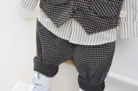 Load image into Gallery viewer, 3 Pieces Set Baby Kid Boys Birthday Party Striped Bow Shirts Houndstooth Vests Waistcoats And Pants Wholesale 221130150

