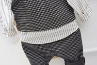 Load image into Gallery viewer, 3 Pieces Set Baby Kid Boys Birthday Party Striped Bow Shirts Houndstooth Vests Waistcoats And Pants Wholesale 221130150
