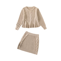 Load image into Gallery viewer, 2 Pieces Set Baby Girls Solid Color Graphic Sweaters And Skirts Wholesale 221130161
