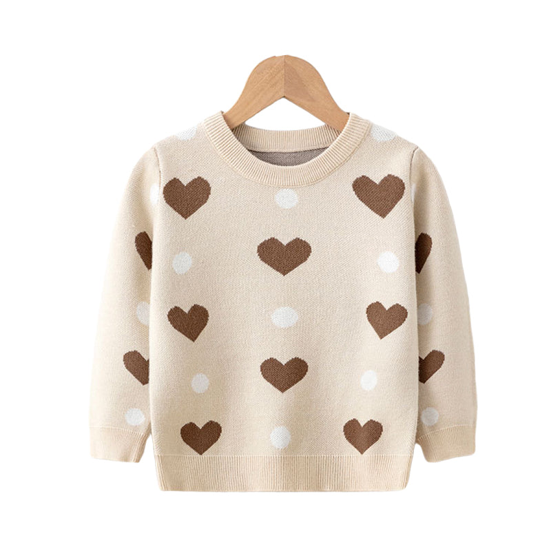 Baby Kid Girls Color-blocking Love heart Sweaters Wholesale 221130165