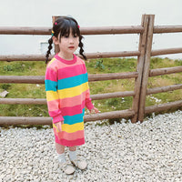 Load image into Gallery viewer, Kid Girls Rainbow Knitwear Dresses Wholesale 22113021
