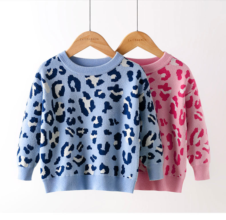 Kid Girls Leopard print Sweaters Knitwear Wholesale 22113022