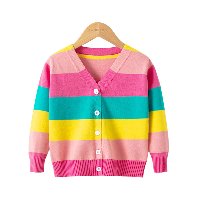 Kid Girls Color-blocking Crochet Cardigan Wholesale 22113032