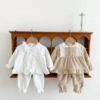 Load image into Gallery viewer, 2 Pieces Set Baby Kid Girls Bow Lace Tops And Solid Color Pants Wholesale 221130358
