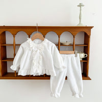 Load image into Gallery viewer, 2 Pieces Set Baby Kid Girls Bow Lace Tops And Solid Color Pants Wholesale 221130358
