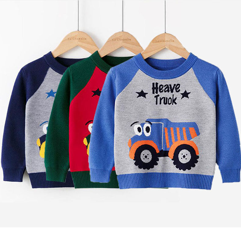 Kid Boys Letters Color-blocking Cartoon Crochet Sweaters Wholesale 22113037