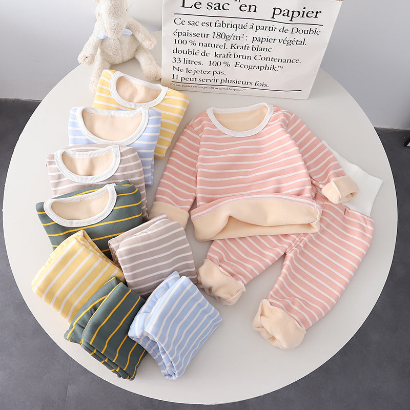 2 Pieces Set Baby Kid Unisex Striped Tops And Pants Sleepwears Wholesale 221130409