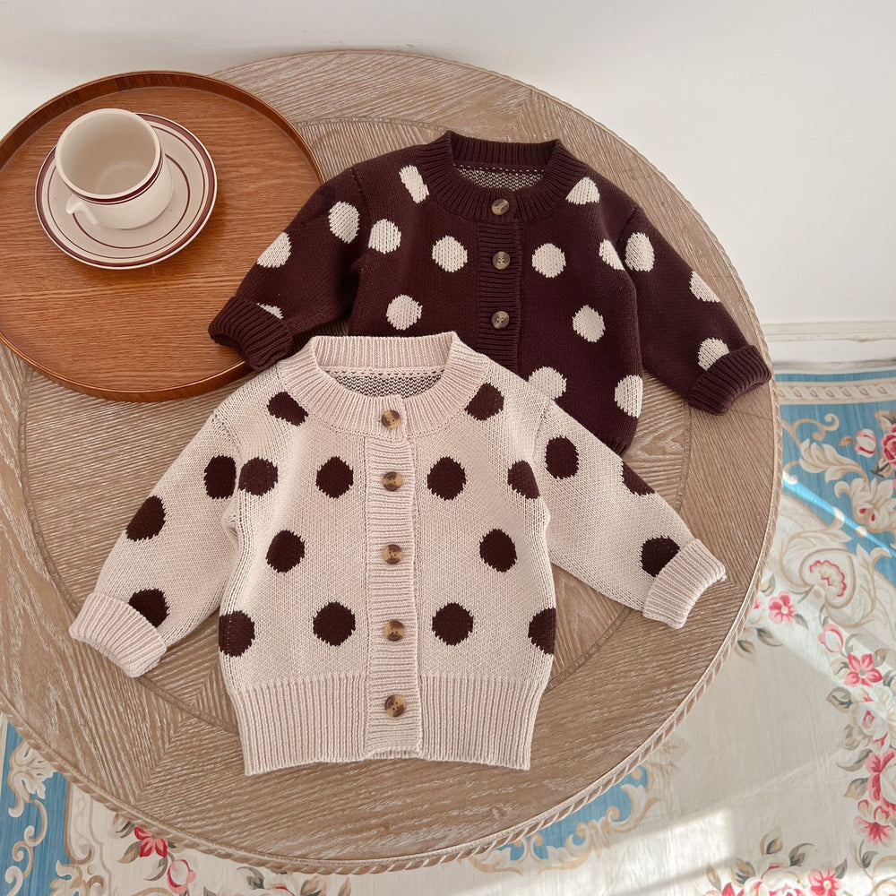 Baby Girls Polka dots Print Sweaters Wholesale 221130531