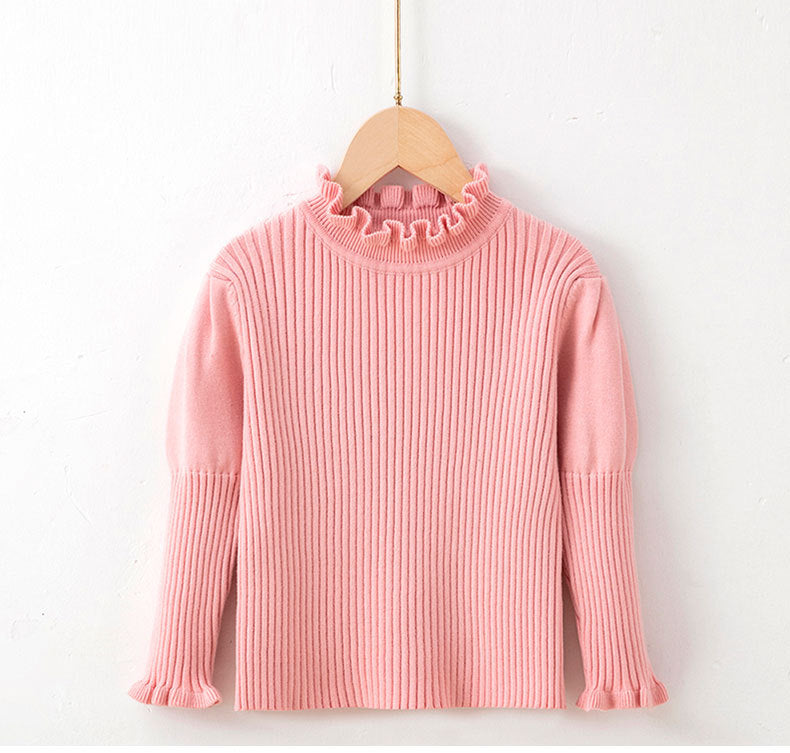 Baby Kid Girls Solid Color Knitwear Tops Wholesale 22113089