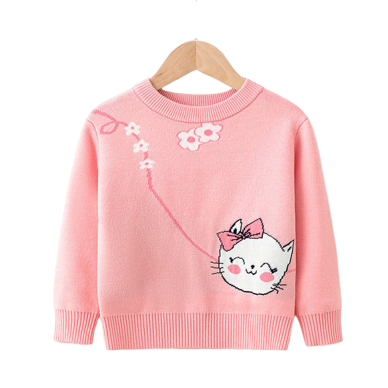 Kid Girls Flower Cartoon Crochet Sweaters Wholesale 22113095