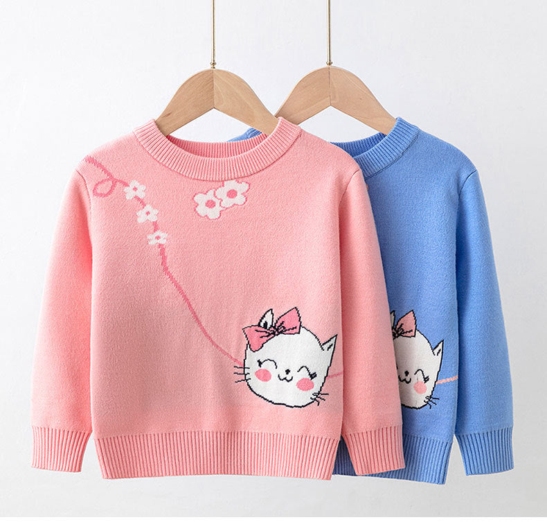 Kid Girls Flower Cartoon Crochet Sweaters Wholesale 22113095
