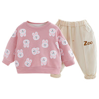 Load image into Gallery viewer, 2 Pieces Set Baby Kid Unisex Animals Cartoon Print Hoodies Swearshirts And Letters Pants Wholesale 22120103
