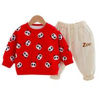 Load image into Gallery viewer, 2 Pieces Set Baby Kid Unisex Animals Cartoon Print Hoodies Swearshirts And Letters Pants Wholesale 22120103
