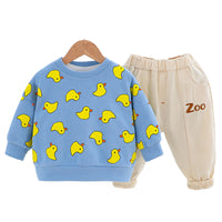 Load image into Gallery viewer, 2 Pieces Set Baby Kid Unisex Animals Cartoon Print Hoodies Swearshirts And Letters Pants Wholesale 22120103
