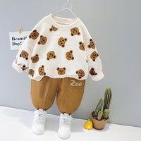 Load image into Gallery viewer, 2 Pieces Set Baby Kid Unisex Animals Cartoon Print Hoodies Swearshirts And Letters Pants Wholesale 22120103
