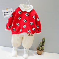 Load image into Gallery viewer, 2 Pieces Set Baby Kid Unisex Animals Cartoon Print Hoodies Swearshirts And Letters Pants Wholesale 22120103
