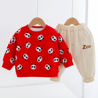 Load image into Gallery viewer, 2 Pieces Set Baby Kid Unisex Animals Cartoon Print Hoodies Swearshirts And Letters Pants Wholesale 22120103
